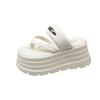 Fashion 2024 New Summer Platform Wedges Slippers 8CM Heels Peep Toe Sandals Ladies Beach Flats Shoes Women Moccasins Leather Flip Flops
