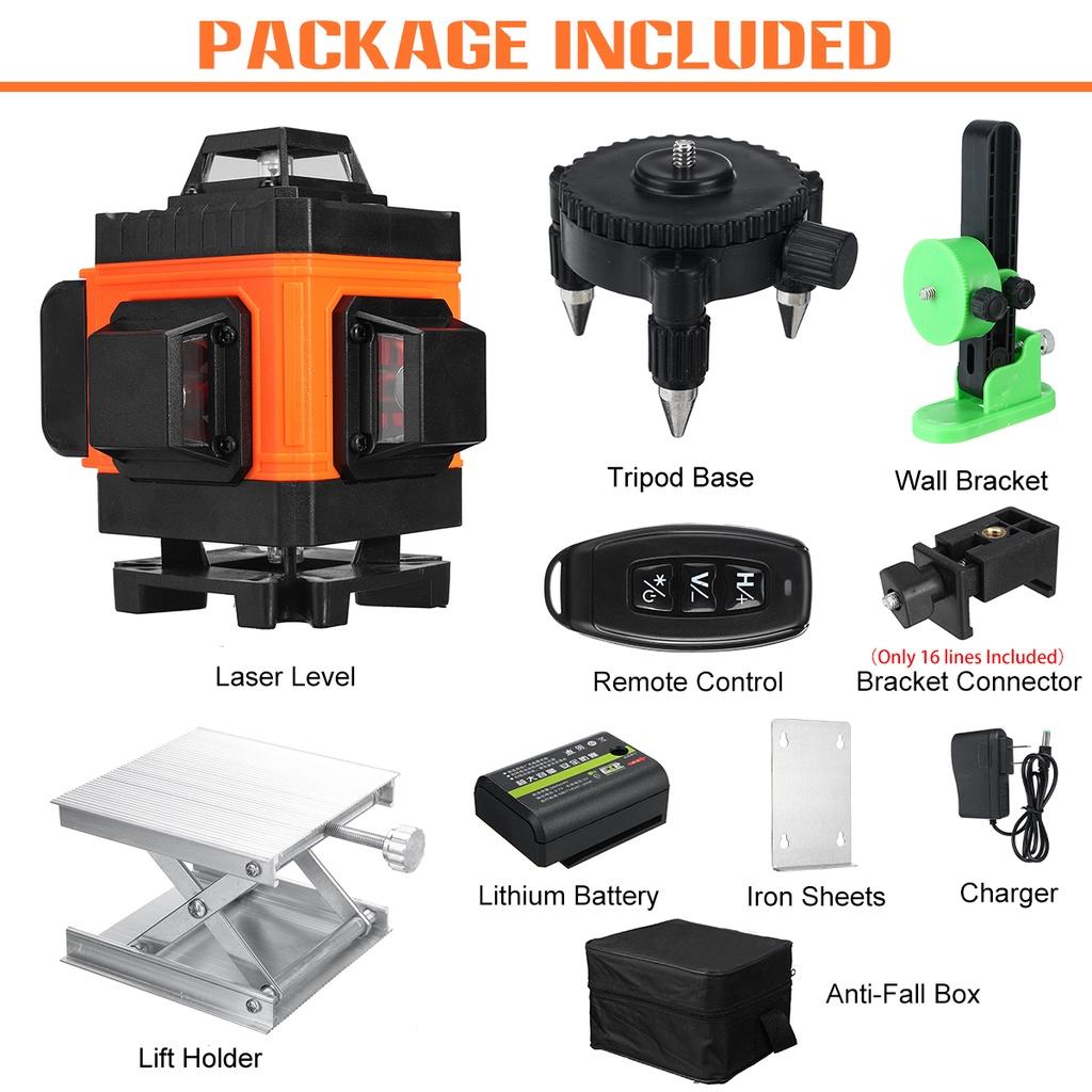 4D 16 линий зеленого лазерного уровня, дистанционное управление, 360 горизонтальных и вертикальных перекрестных линий с автоматическим самовыравниванием, сверхмощный лазерный луч