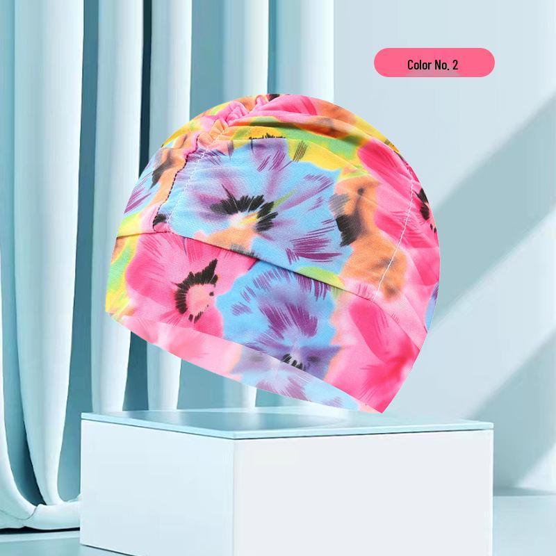 Женская купальная шапочка большого размера с цветочным плиссе - Неплотная посадка, однотонная, модный тканевый дизайн