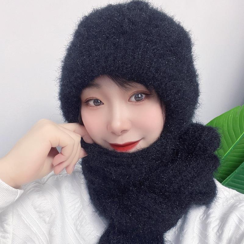 Осень и зима женская шапка-бини из флиса, шерстяная шапка, вязаная шапка ручной работы, теплая, с защитой ушей, ветро- и холодостойкая, милашка