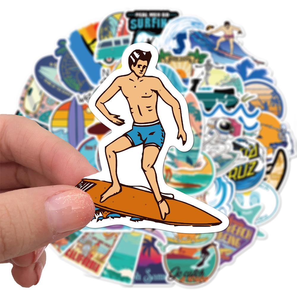 50 Summer Beach Surfing Graffiti Stickers Luggage Trolley Box Scooter Laptop Waterproof Stickers