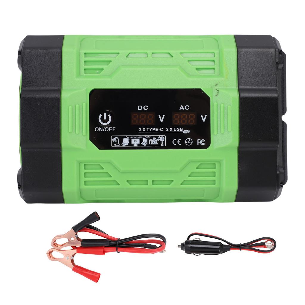 500W Car Power Inverter DC 12V To AC 220V Car Inverter with 2 USB Ports 2 Type C Ports 2 Universal AC Outlets for