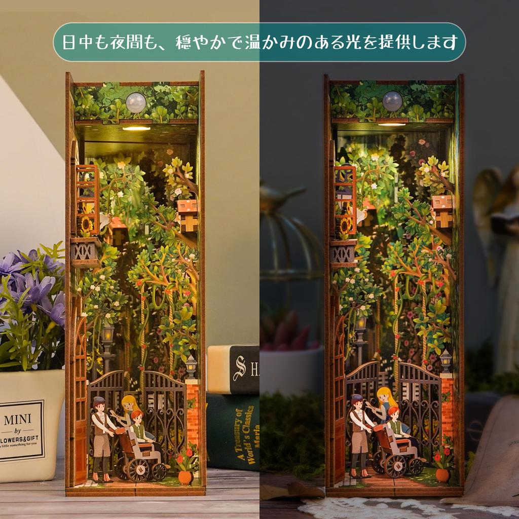 Tonecheer 3D DIY Миниатюрный книжный уголок Домик для кукол Деревянная книжная полка Ручная работа Пазл