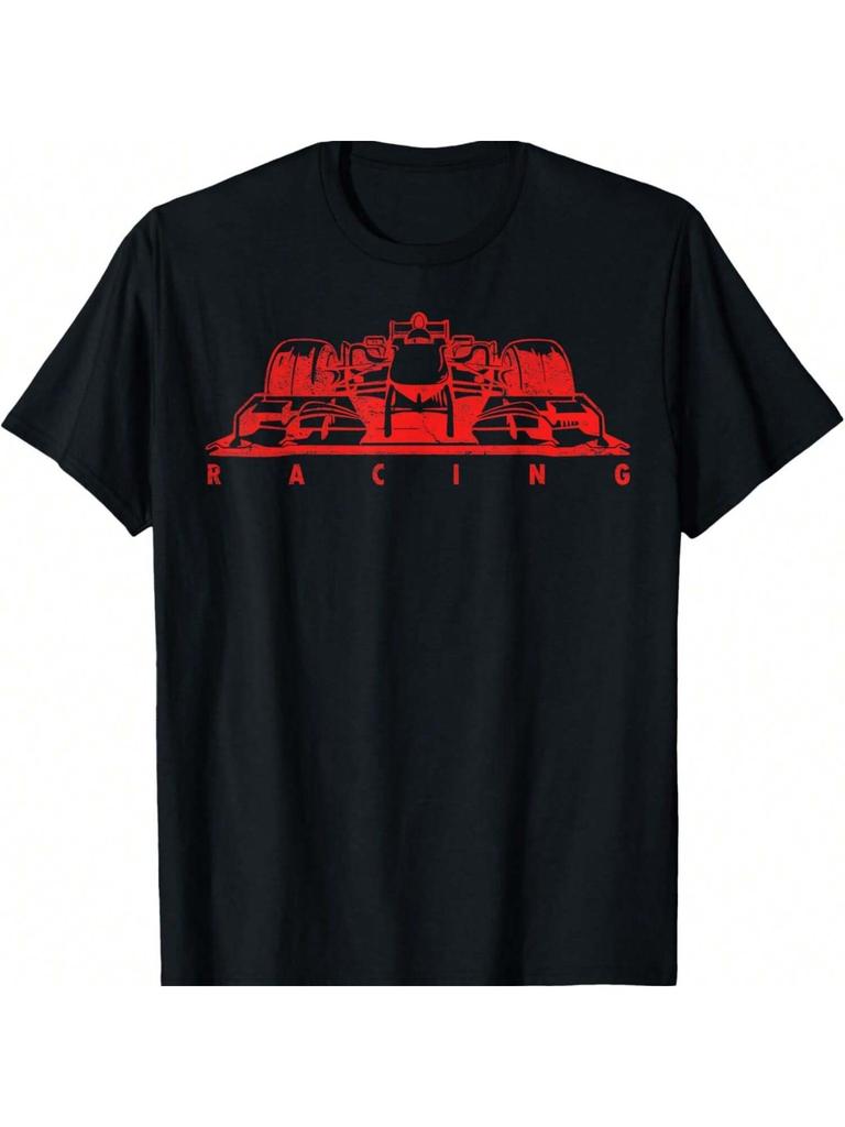 Vintage Red Formula Racing Lovers Silhouette Race Car Fan T-Shirt