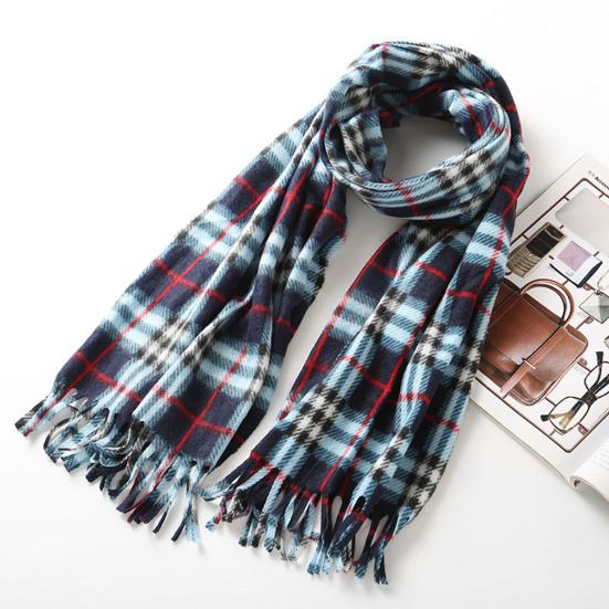 Women Winter Scarf Plaid Print Lightweight Soft Warm Scarf