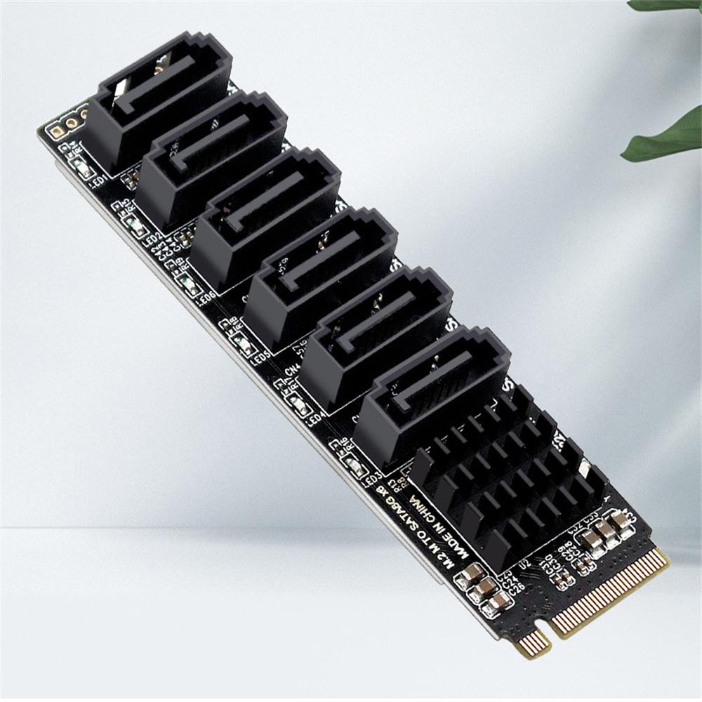M.2 NVME PCI-E PCIE 3.0 X4 X8 X16 To 6 Port 3.0 SATA Adapter Card 6Gbps Chassis Server PC Computer Expansion