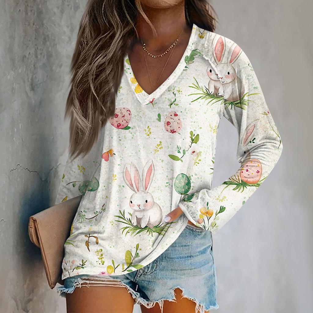 Женская футболка с длинным рукавом и принтом в виде пасхального принта