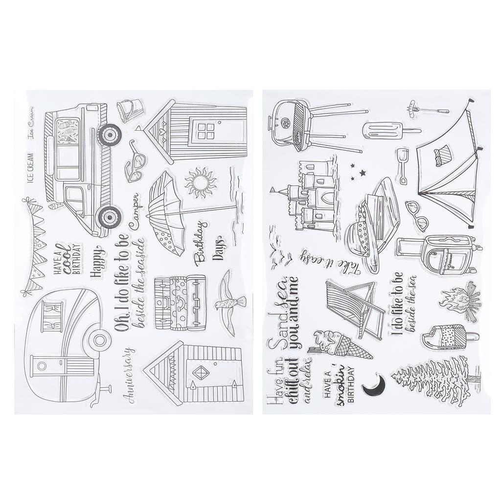 2 шт. прозрачная печать штамп летняя поездка замок автомобиль палатка для изготовления открыток скрапбукинг