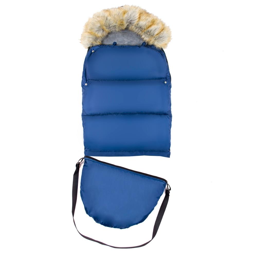 Set of sleeping bag for stroller, seat, sled, winter, navy blue bag + cover
