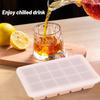 Silicone Ice Cube Tray with Lid 15 Cavity Easy Release Ice Mold for Freezer Large Ice Cubes Maker for Whiskey Cocktails