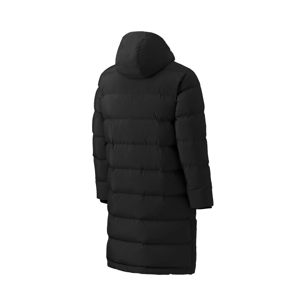 Li Ning Comfortable Simple Hooded Zipper Long Down Jacket Unisex Outerwear Black AYMV137-1
