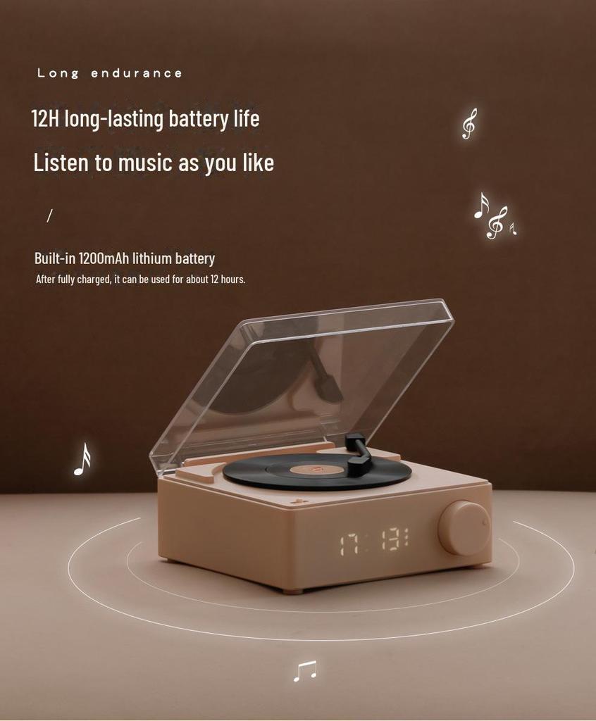 Виниловый проигрыватель Creative Atomic с Bluetooth: Многофункциональный будильник, динамик, звуковая карта, интеллектуальное беспроводное настольное устройство