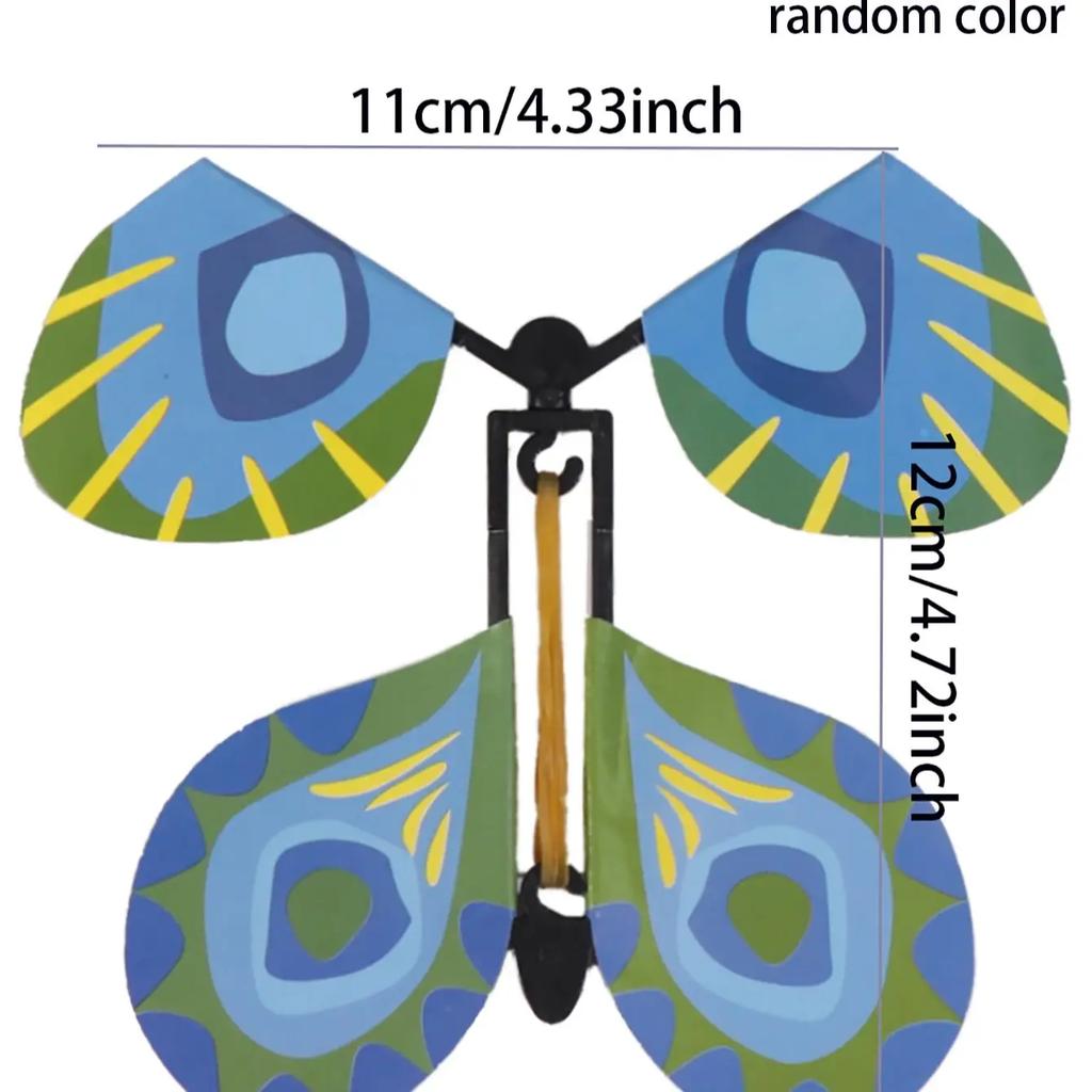 1PC Magic Flying Butterflies Wind Up Toy In The Sky Bookmark Greeting Cards Rubber Band Powered Kids Magic Props Surpris Gift