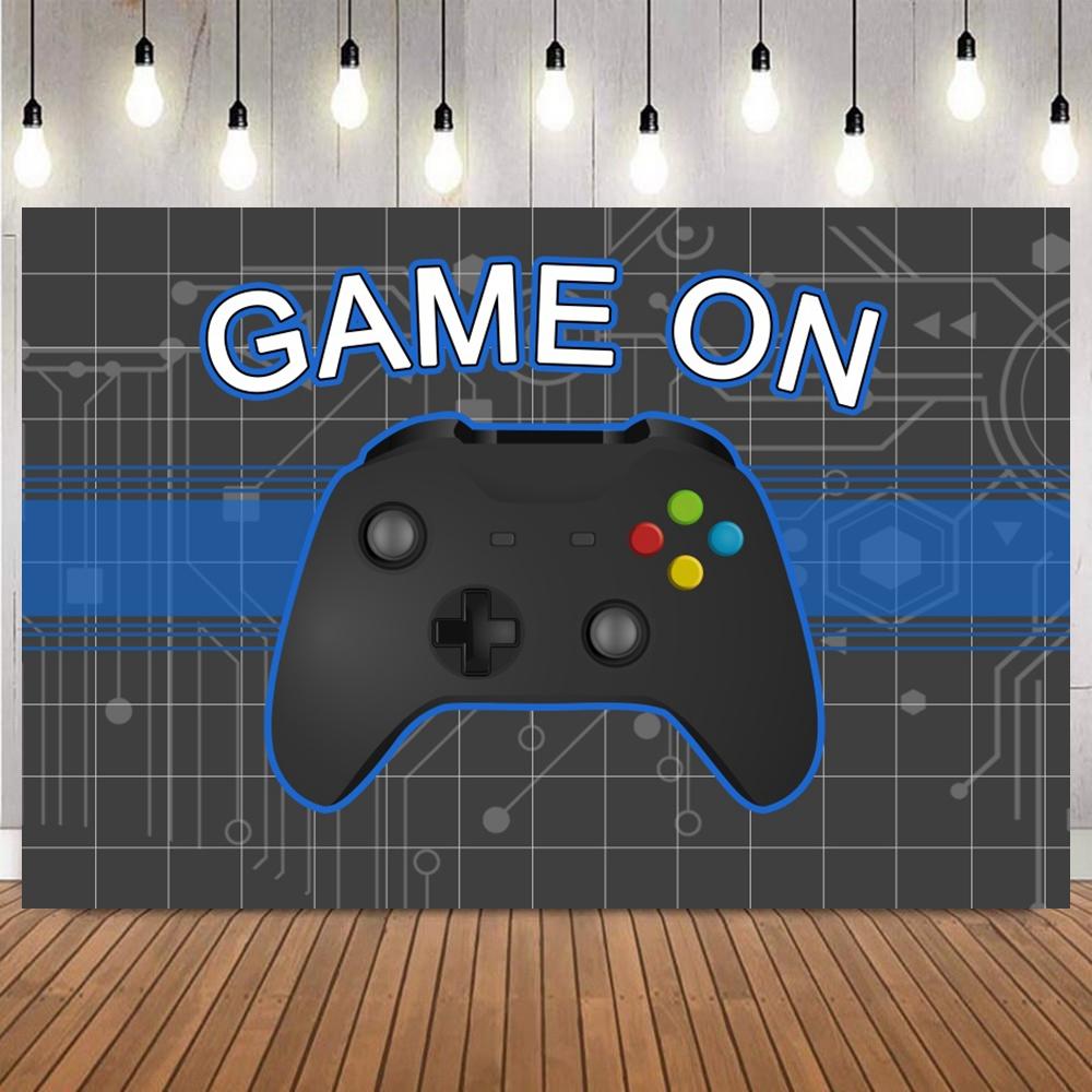 Kids Birthday Party Decor Photography Background Game On Theme Video Gamer Neon Green Gaming Next Level Up Backdrop Props30