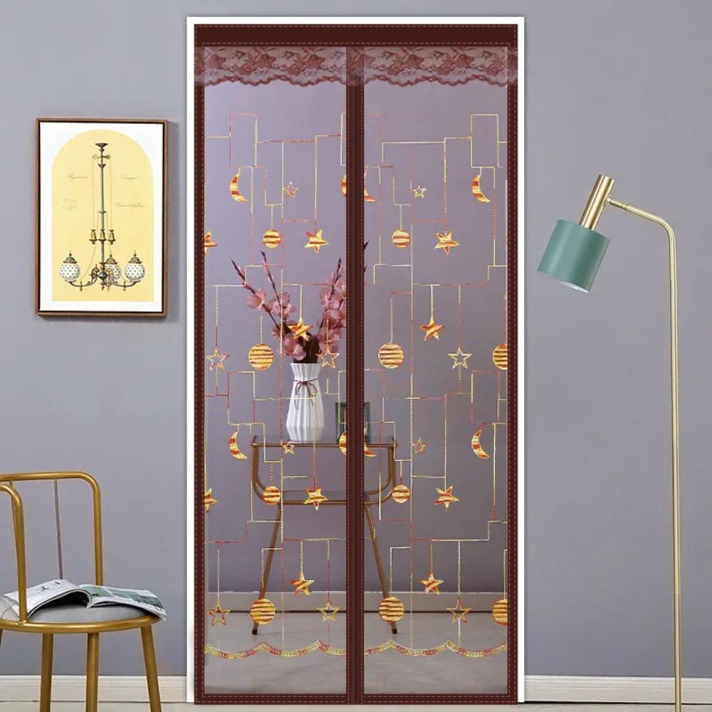 Embroidered Mosquito-proof Door Curtain No Punching Mesh Door Curtain Anti Mosquito Net  Summer