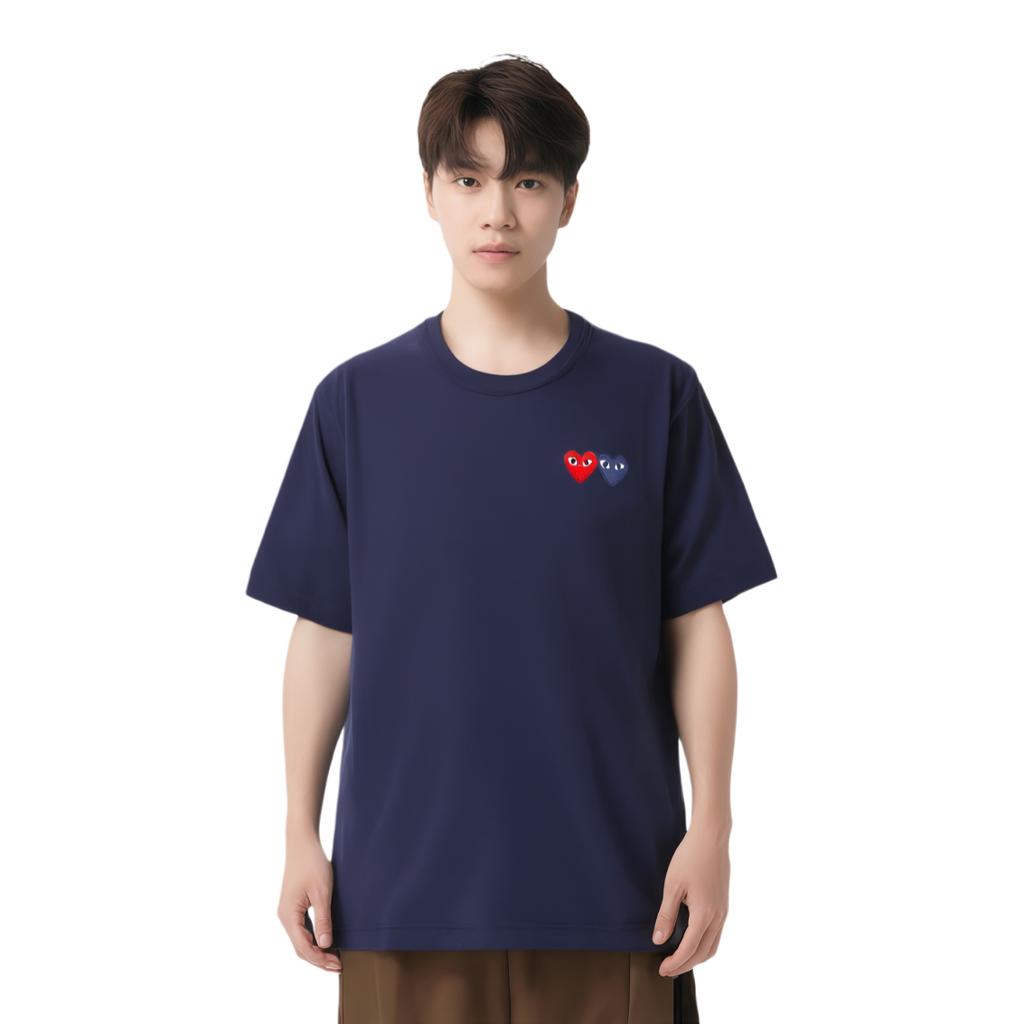 Футболка Comme Des Garcons Play с двойным сердцем AX-T226-051-СИНИЙ