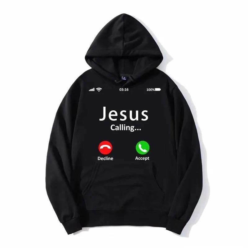 Jesus Is Calling Letter Print Oversized Women/Men Hoodie Sweatshirt Streetwear Hip Hop Pullover Hooded Jacket Casual Tracksuit