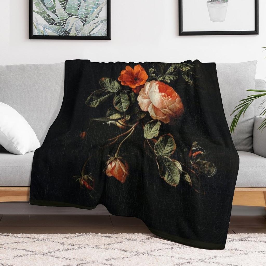 Vintage Still Life Roses Throw Blanket Decorative Soft Throw Blanket for Couch Sofa