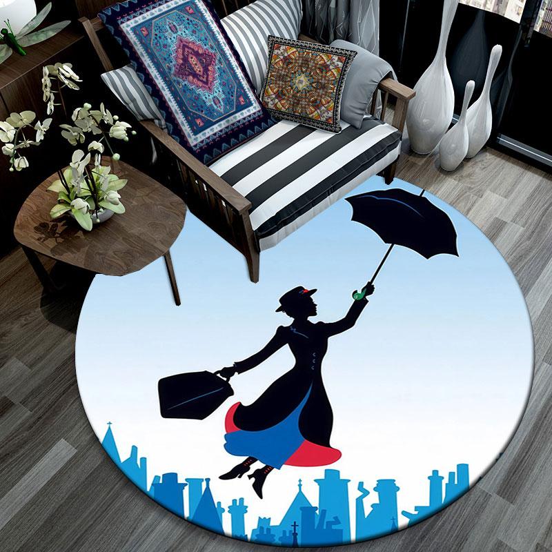 Magic Nanny pattern round rug,Carpet Rug for Living Room Bedroom Playroom ,Non-slip Floor Mat,Holiday Gifts and Birthday Gifts.