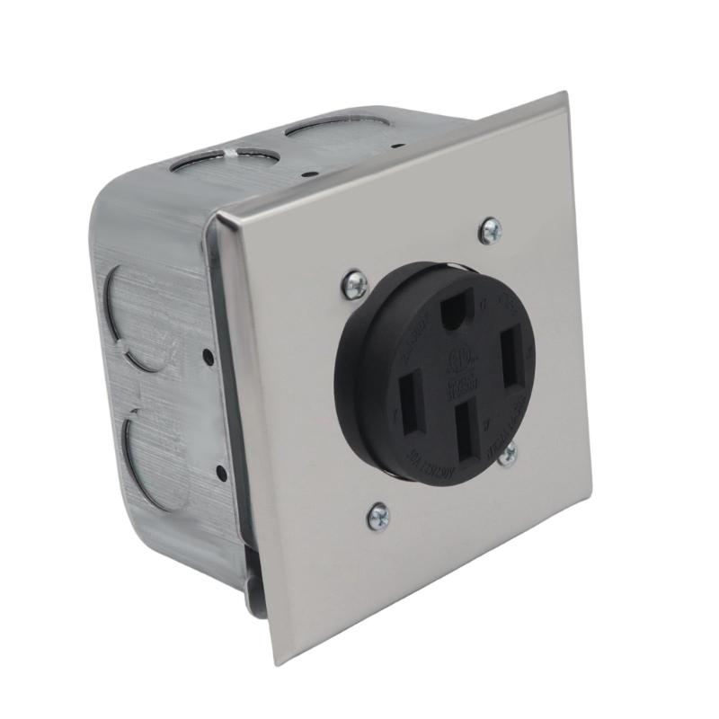 Практичный комплект для сборки розетки NEMA 14 50R 50A включает прочную металлическую распределительную коробку, кабельные зажимы и сдвижные крышки