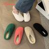 Fashion Aphixta New Warm Winter Slippers Candy Color Sweet Women Slippers Furry Round Toe Shoes Indoor Flat Heel Hair Slides
