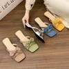 Gentle Fairy Style Butterfly Knot Low Heel Sandals Women's Summer New Coarse Heel Match Skirts Outdoor Wear Polyurethane