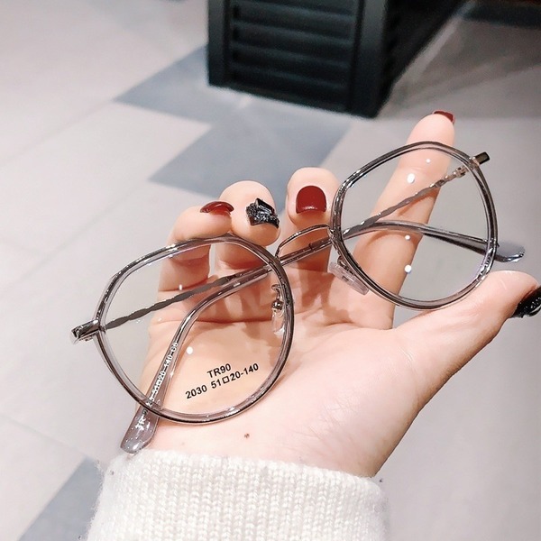 Women Men Fashion Round Myopia Glasses Anti-blue Light Oversized Eyeglasses Frames Students Metal Clear Glasses -1.0 -1.5 -2.0 -2.5 -3.0 To -6.0