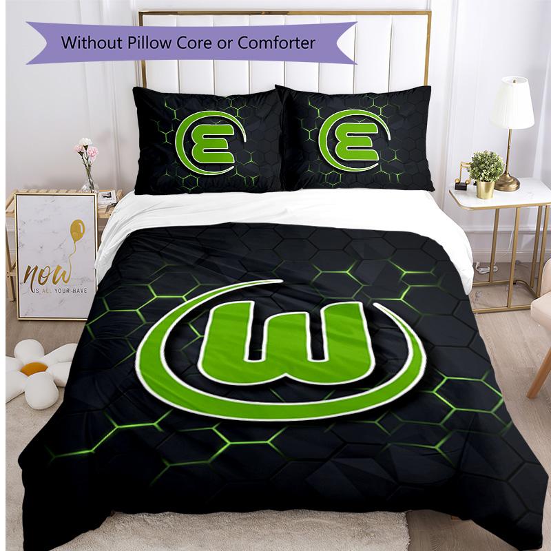 VfL Wolfsburg FC Printed 3PCS Bedding Set Breathable Duvet Cover with Pillowcases Decorative Bed Linen for Bedroom Home