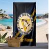 Pittsburgh Penguins Custom Beach Towel, Print Your Name Text Lightweight Absorbent Towel for Swimming Travel