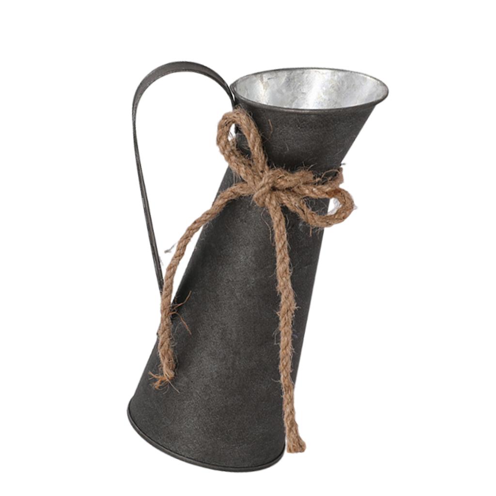 French Country Elegance Iron Flower Vase Small Primitive Farmhouse Jug Milk Can for Floral Arrangements Country Vase