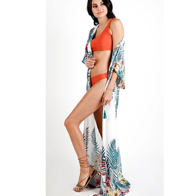 Пляжная накидка с цветочным принтом, туники для пляжа, длинный кафтан, накидка на бикини, халат de Plage, саронг, пляжный купальник, накидка Q1053