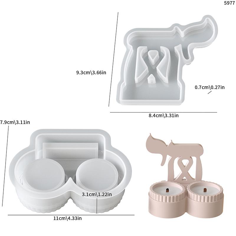 Silicone Fire Shaped Modeling Candlestick Mold Gypsum Casting Double Cup Tealight Mold Home Aromatherapy Candle Decoration