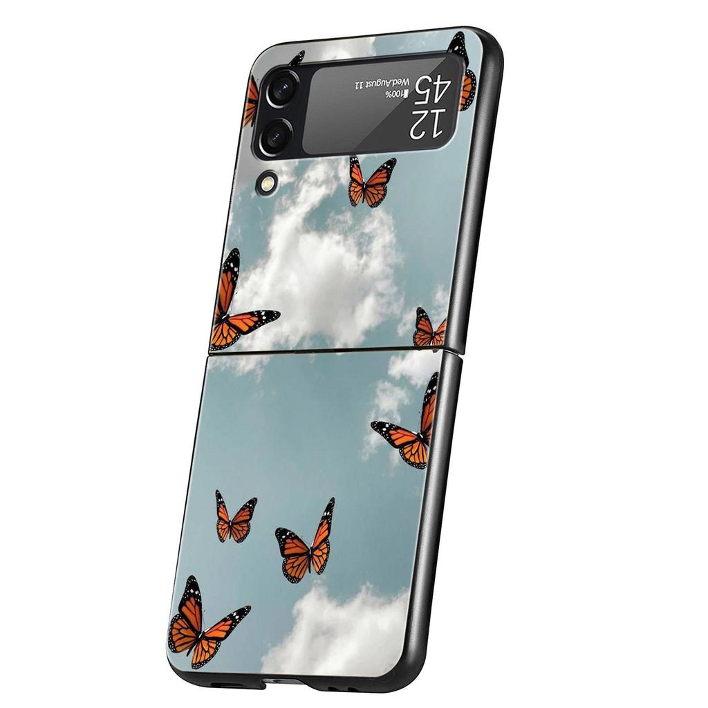 Чехол для телефона Z Flip 4 для Samsung Galaxy Z Flip 3 5G ZFlip3 Flip3 zflip Flip4, черный жесткий чехол для ПК, складной чехол в виде бабочки