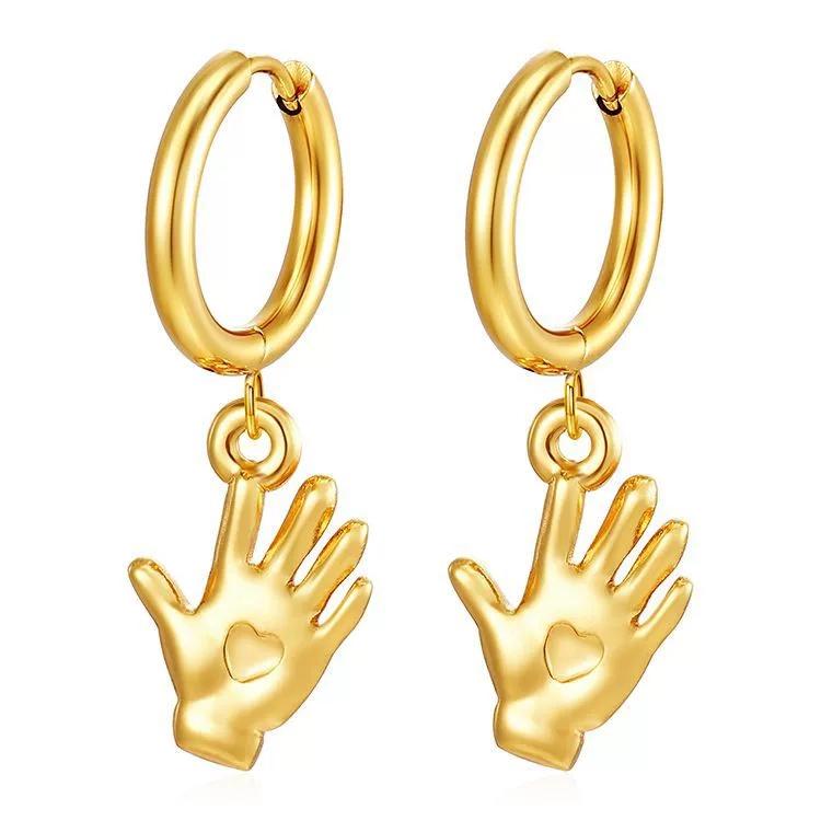 LT-MS-566 Fashion Trend Pendant Earrings for Women Trendy Electroplated 18K Gold Stainless Steel Hoop Earrings