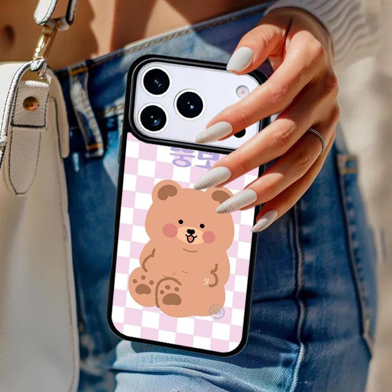 Кавайный Милый Медведь Корейский Животный Чехол Для Телефона Для iPhone 17 Air 14 15 13 12 Max Чехол Для Apple 14 15 16 16e 11 Pro Max Plus