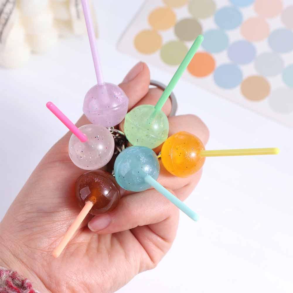Jelly-colored Simulation Lollipop Transparent Candy Key Rings Lollipop Keychain  Handbag Pendants
