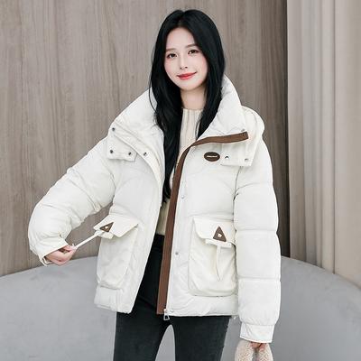Куртка из хлопка для женщин, короткая зимняя с капюшоном, новый стиль, модная корейская свободная куртка из хлопка