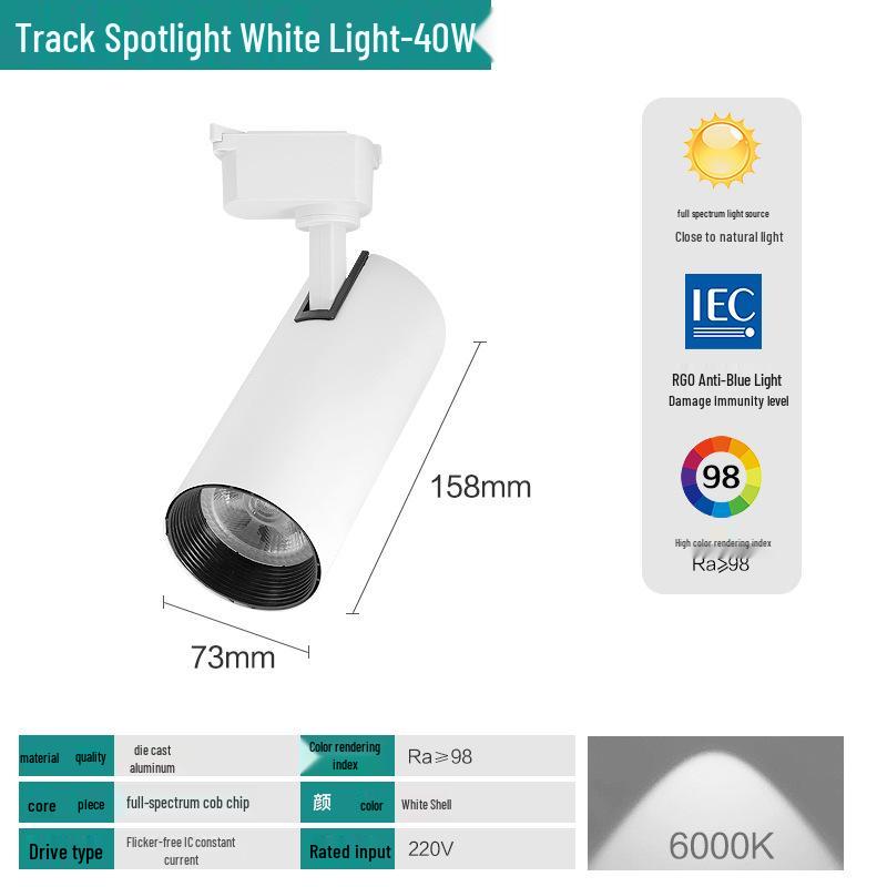Full Spectrum COB LED Track Spotlight for Living Room & Shop