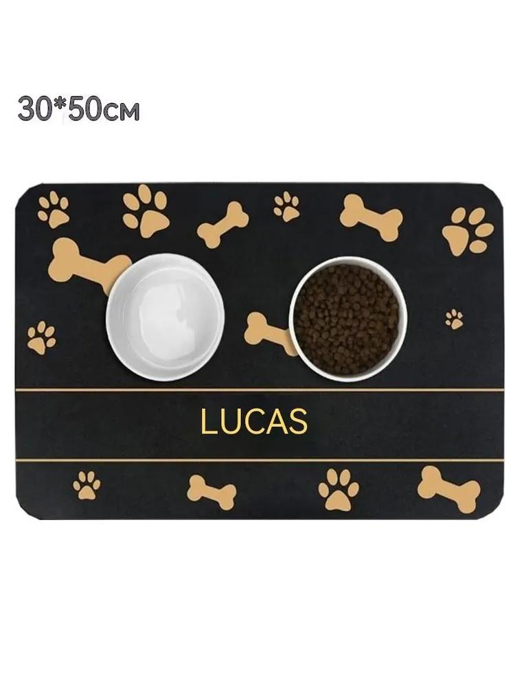 Pet bowl mat, moisture absorbing and anti-slip, for dogs and cats,