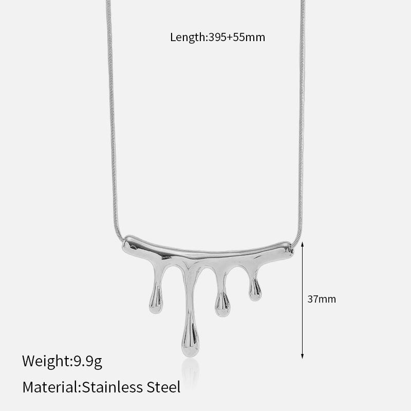 Liquid Water Drop Pendant Titanium Steel Necklace Minimalist Premium Stainless Steel Clavicle Chain Fashion Sweater Chain