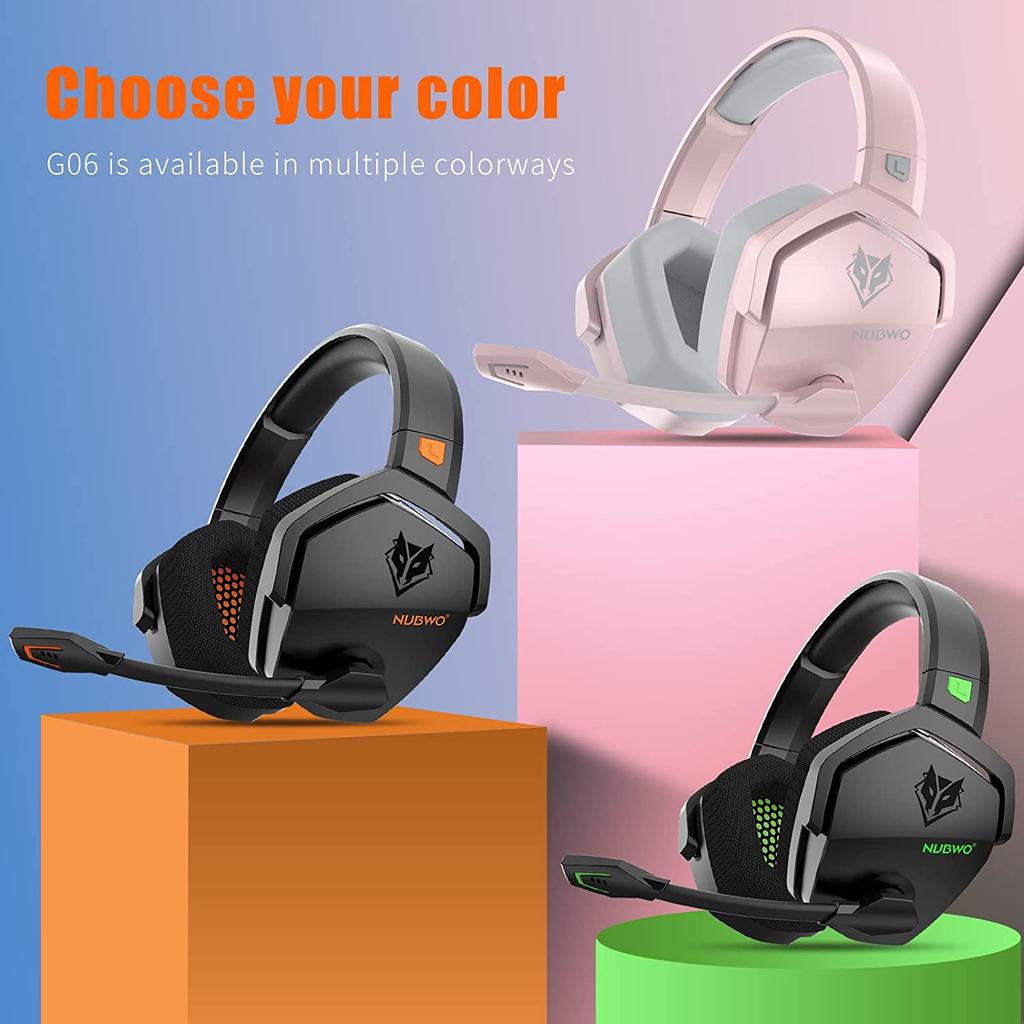 NUBWO G06 Беспроводная игровая гарнитура 2,4 ГГц, геймерские наушники 3-в-1 Беспроводная связь для консоли Playstation, режим Bluetooth для переключателя, проводной режим для контроллера