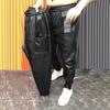 Мужские брюки из искусственной кожи с карманами, эластичная талия, однотонные, большого размера, водонепроницаемые, с резинкой на щиколотке, в стиле мотоциклетного клуба, весна-осень