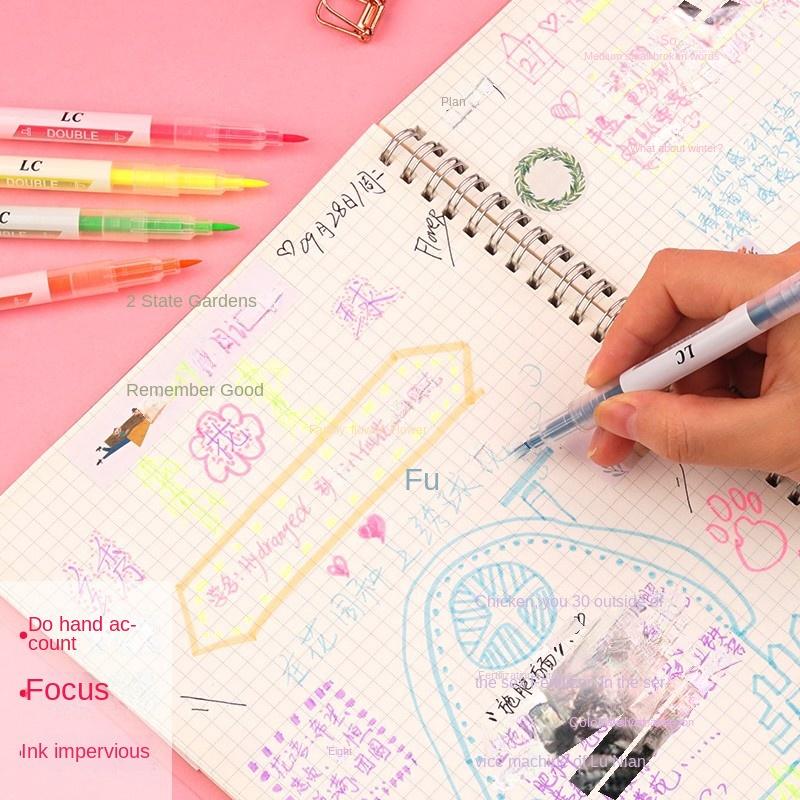 3/6 шт. Двухцветные маркеры-ручки, флуоресцентные ручки, маркеры для рисования, двухсторонние маркеры, пастельные канцелярские принадлежности