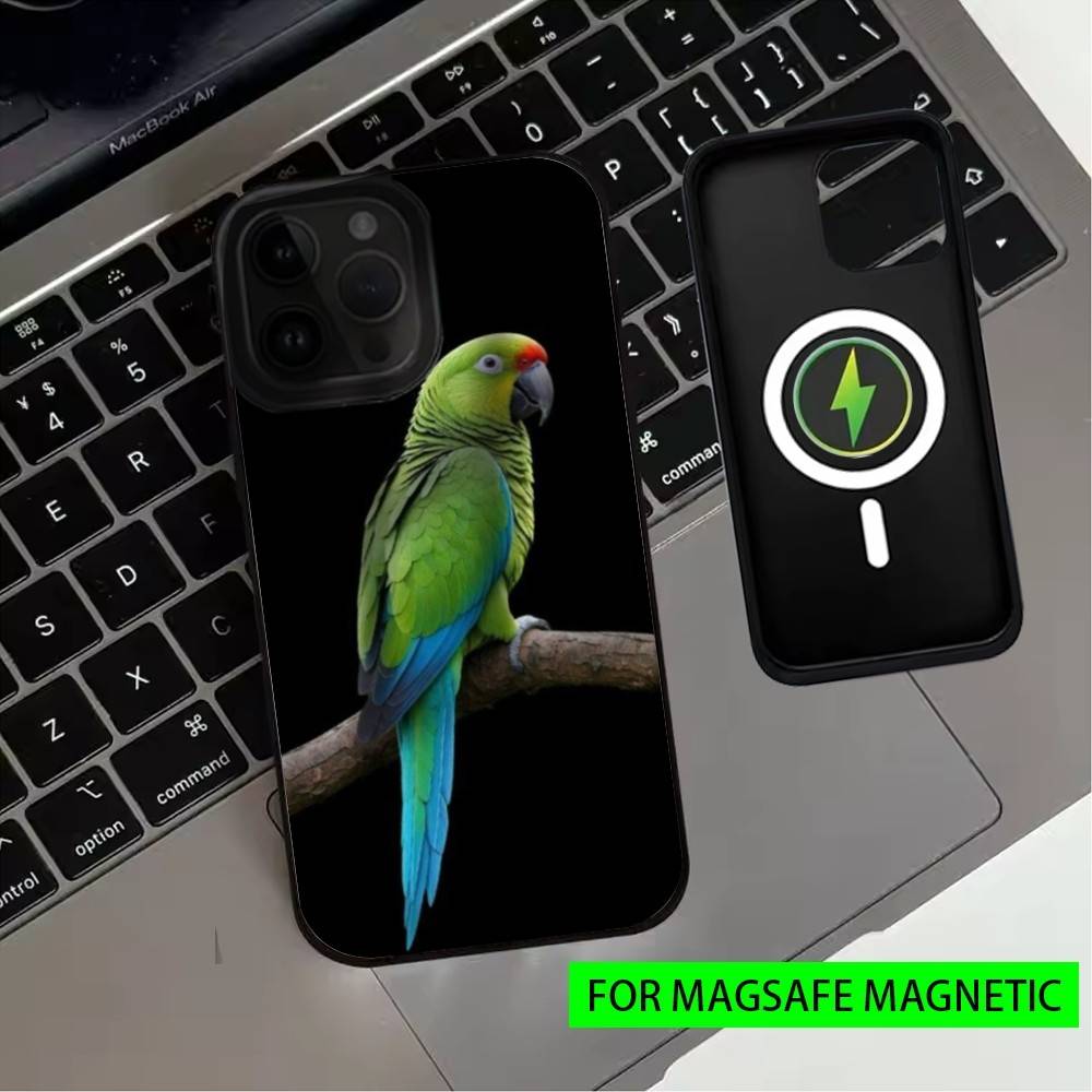Talking P-Parrot Phone Case For iPhone17,16,15,14,13,12,11 Plus,Pro Max Magnetic For Magsafe Wireless Charging
