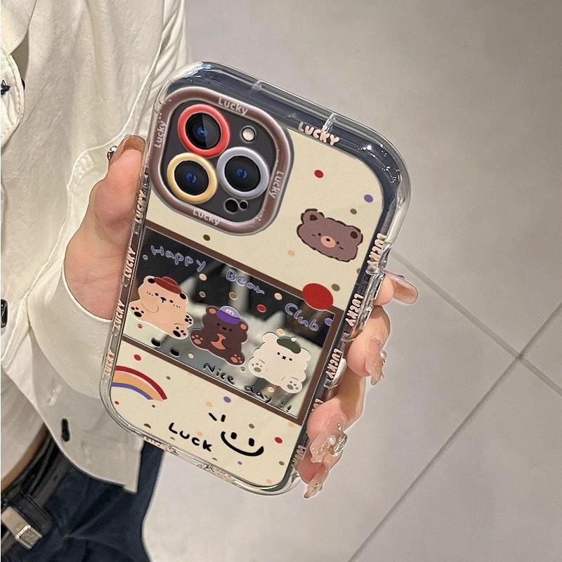 Cartoon Bear for IPhone16promax Mobile Phone Case for Apple 15 Anti-fall 14 Mirror 12 Female 13