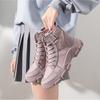 Fashion Canvas Boots Female 2024 Autumn Knight Short Boots Light Breathable Tube High Top Short Boots Non-slip Hiking Shoes Casual Shoes