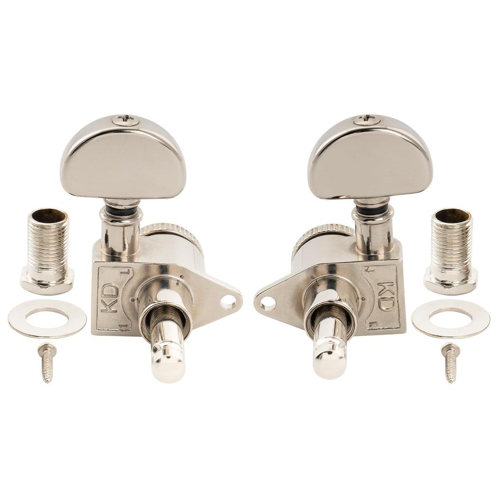 Musiclily Pro R18K L3R3 Блокирующая колковая механика для колков с никелированным покрытием, Передаточное число 18:1, Кнопка в форме полумесяца, Для акустических/электрических гитар,