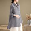 Spring/Summer Retro Mid-Length Linen Jacket: Casual Long Sleeve Shirt for Women