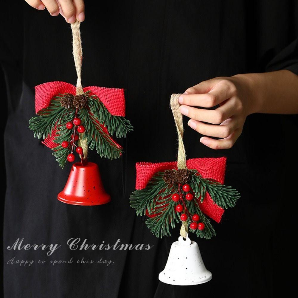 Artificial Pine Christmas Bell Pendant Metal Home Christmas Decoration New Year Supplies