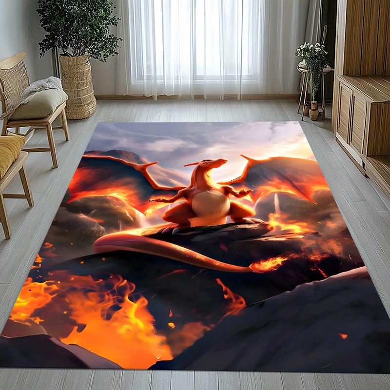 Charizard Charmander Pokemon Living Room Non-Slip Area Rug Soft Carpet for Bedroom Kids Playroom Sofa,Home Decor Doormat Gift